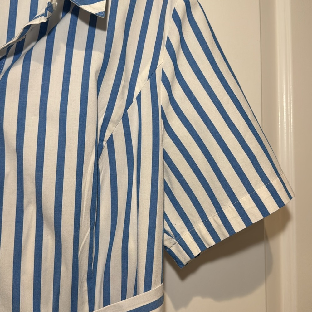 Boden Blue and White Striped Button-Up Dress - Picture 4 of 9